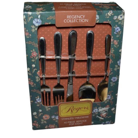 Rogers Regency Flatware Service For 8 New In Box Never Used - Picture 1 of 7